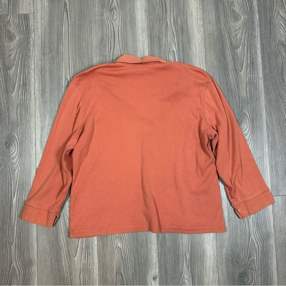 Rafaella Rust Orange 3/4 Sleeve Collared Henley Top - XL - Picture 3 of 8